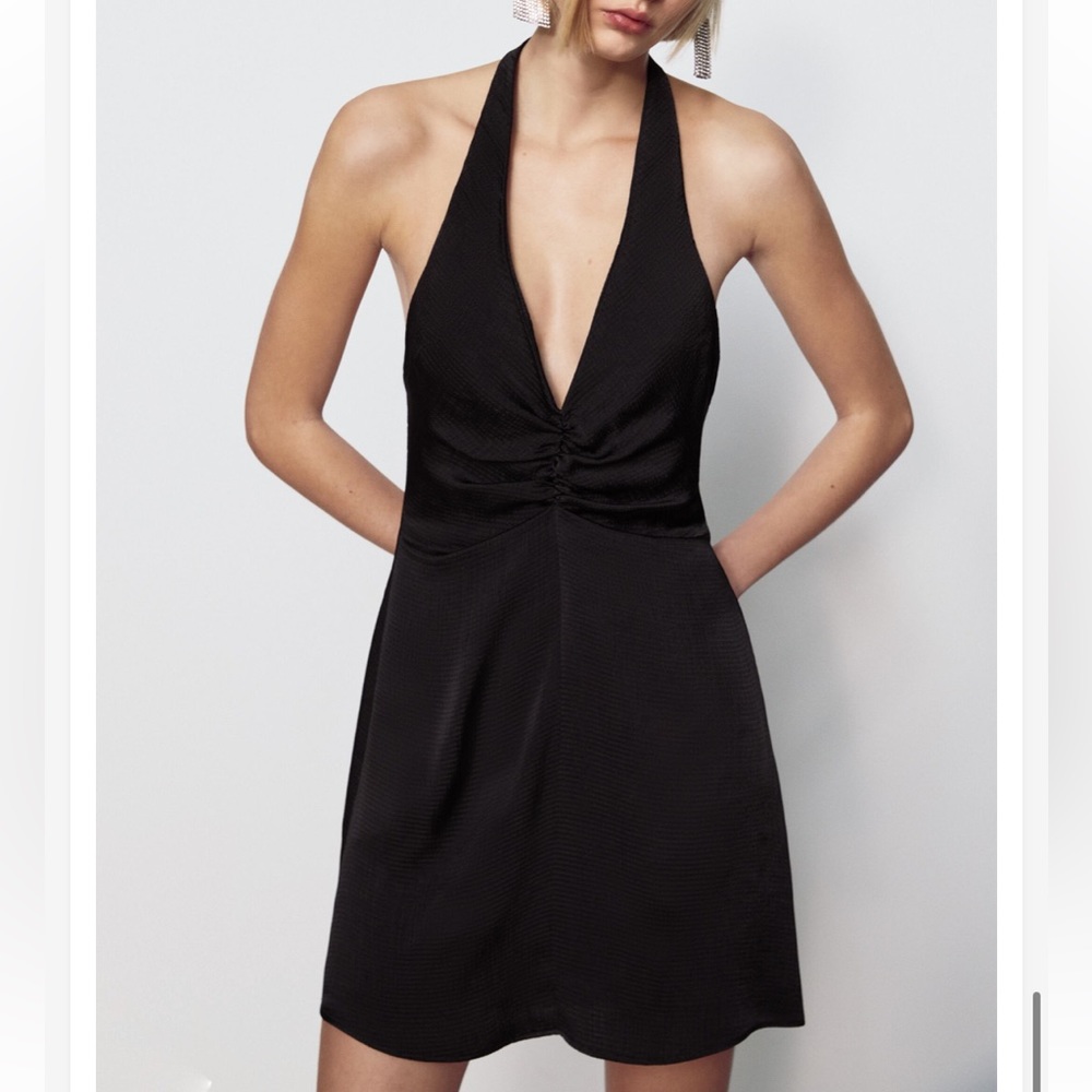 NWT Zara Structured Satin Effect Dress XS - Picture 2 of 11